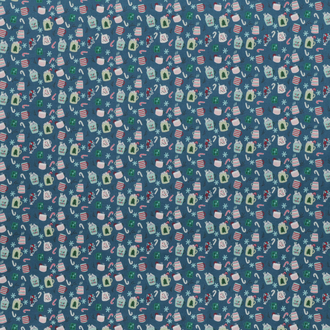 RJR Fabrics - Cotton -  Snow Day Fun - Warm Mugs - Navy