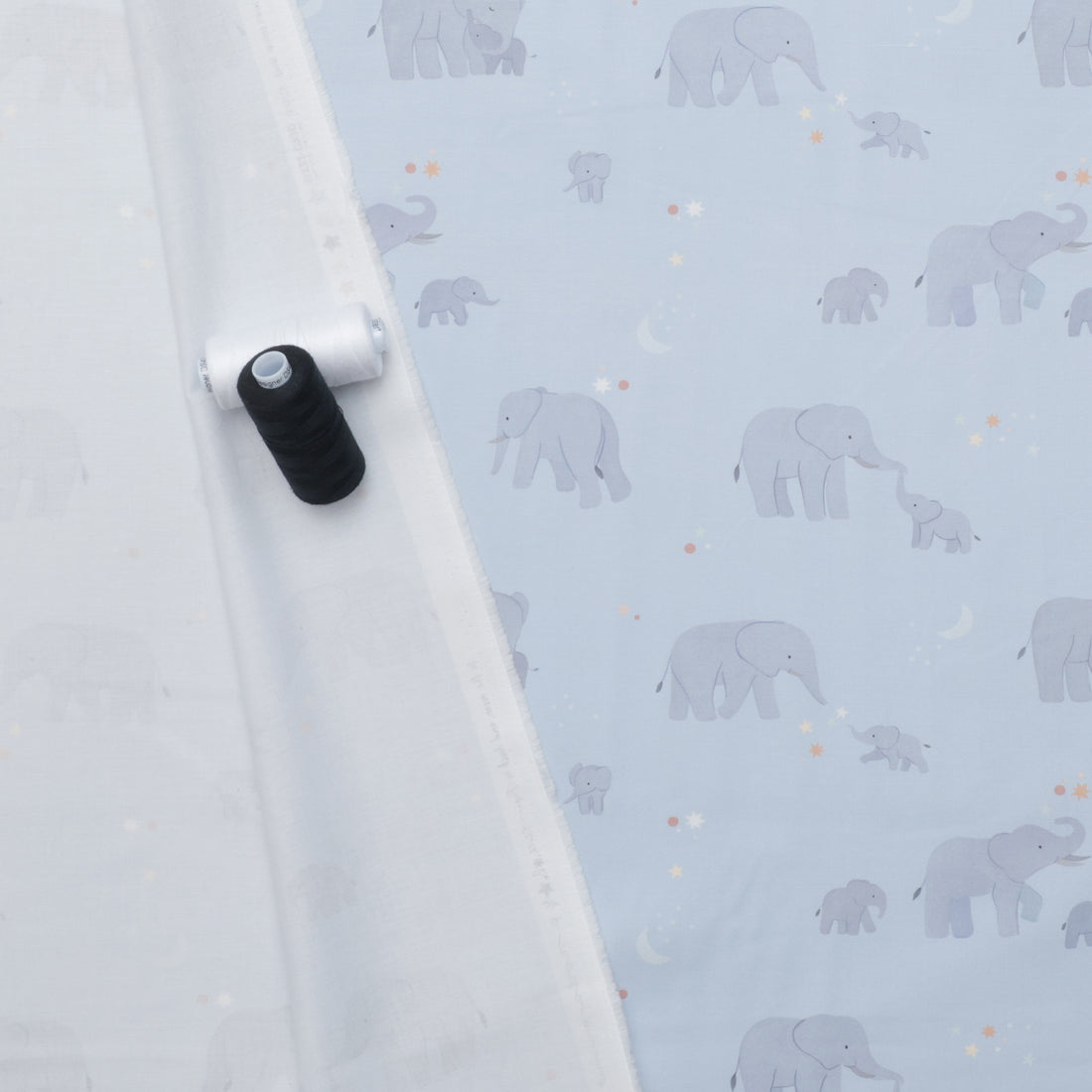 Moda - Cotton - To The Moon And Back - Elephant Baby - Sky