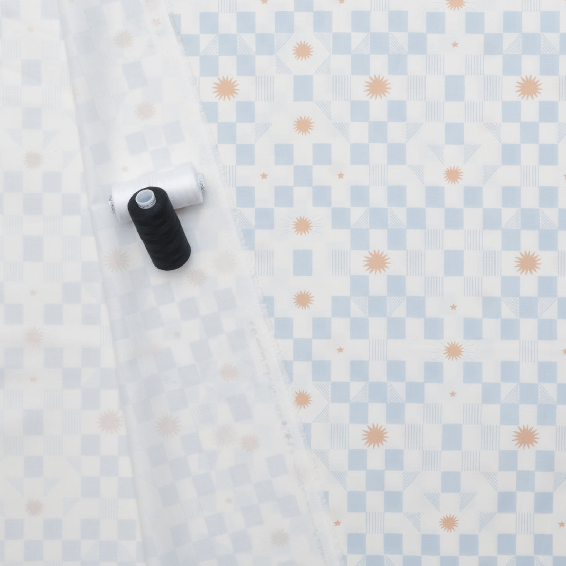 Moda - Cotton - To The Moon And Back - Stars and Blocks - Sky