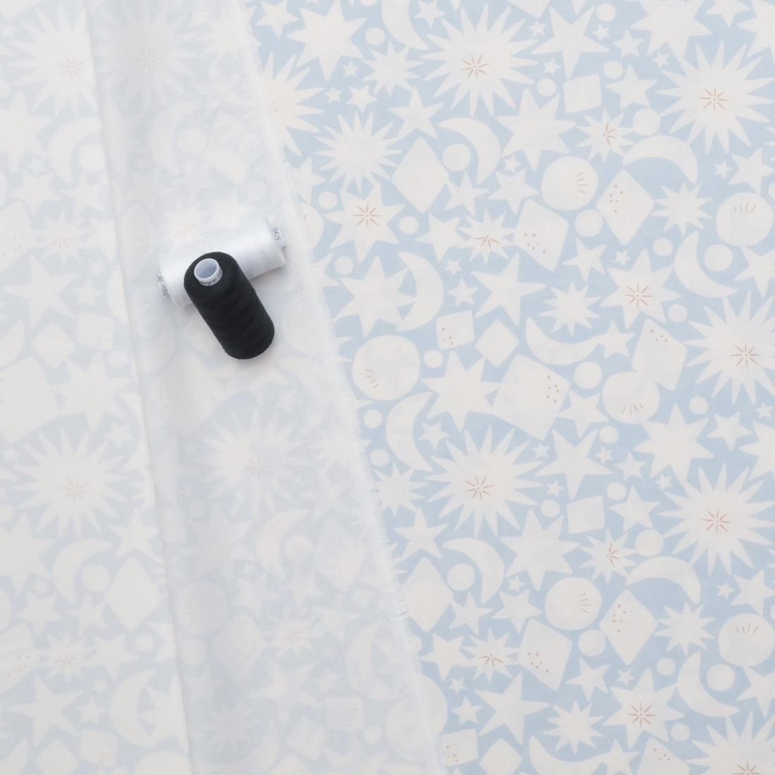 Moda - Cotton - To The Moon And Back - Starbursts -  Sky