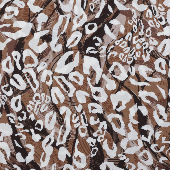 Rayon - Dali Poplin - Print - White Brown