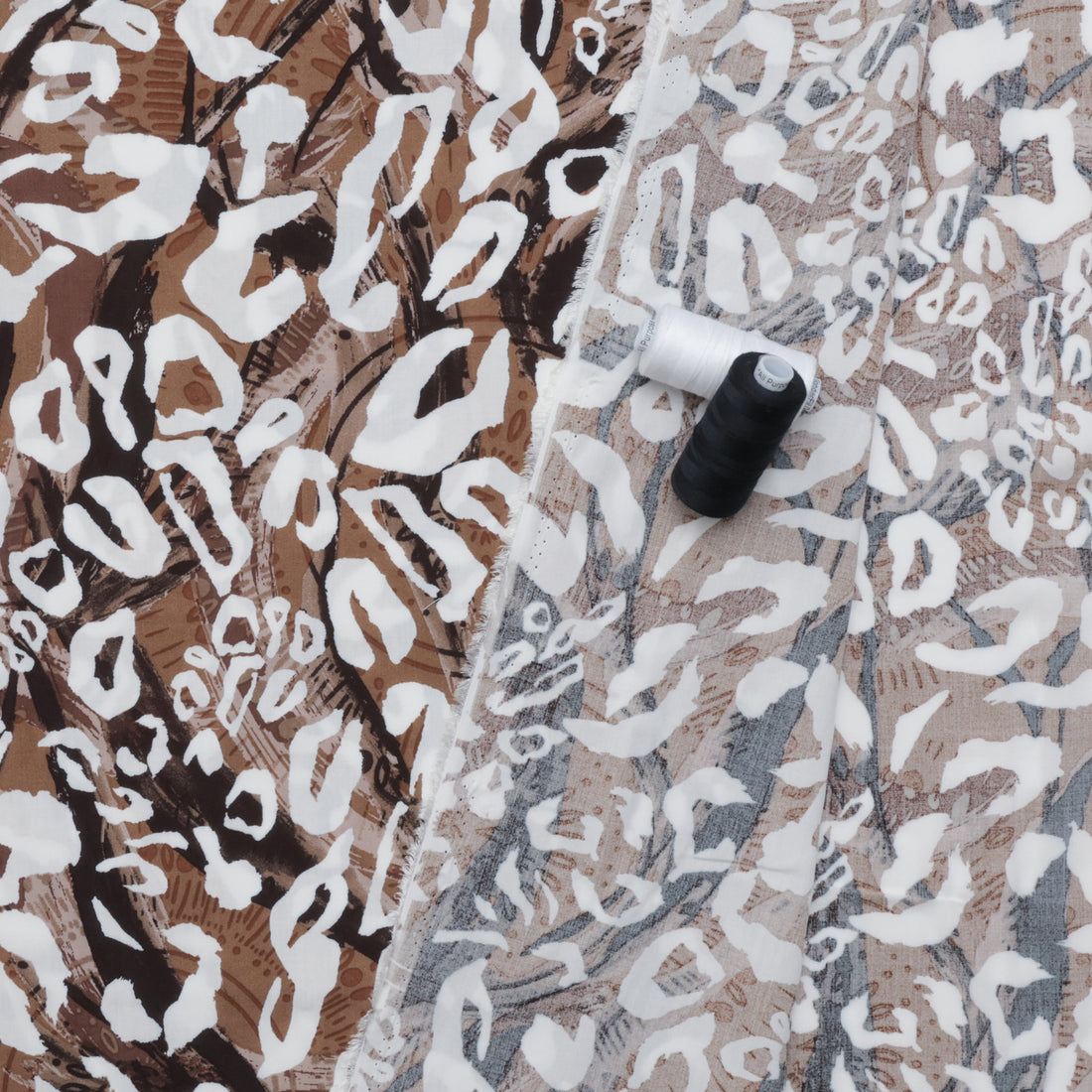Rayon - Dali Poplin - Print - White Brown