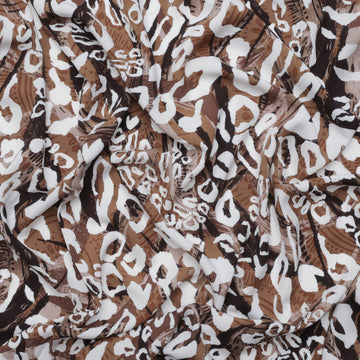 Rayon - Dali Poplin - Print - White Brown