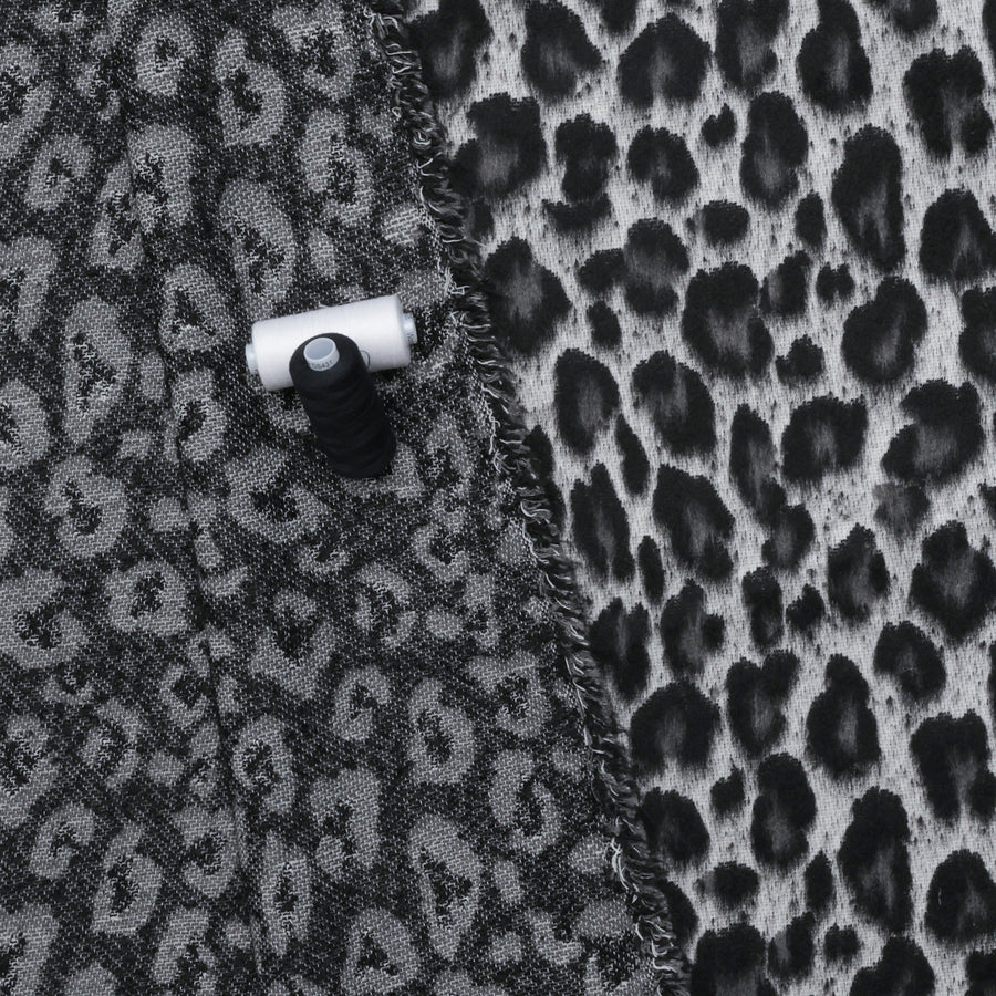 Wool Blend - Italian Coating - Cheetah - Black Grey