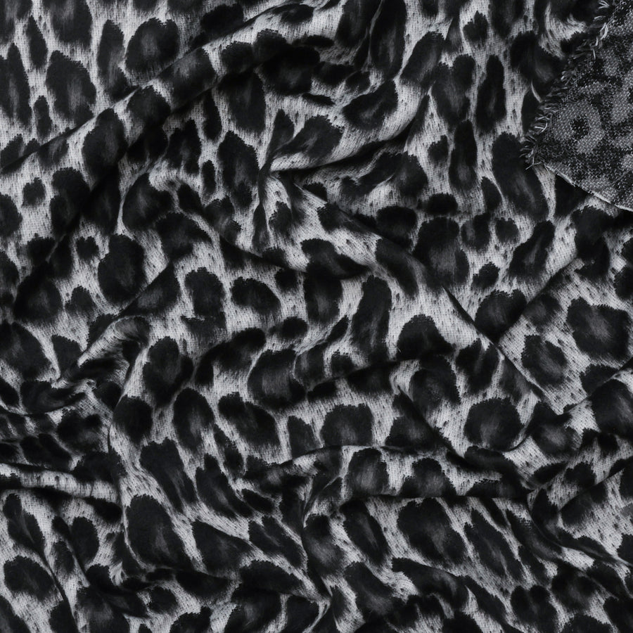 Wool Blend - Italian Coating - Cheetah - Black Grey
