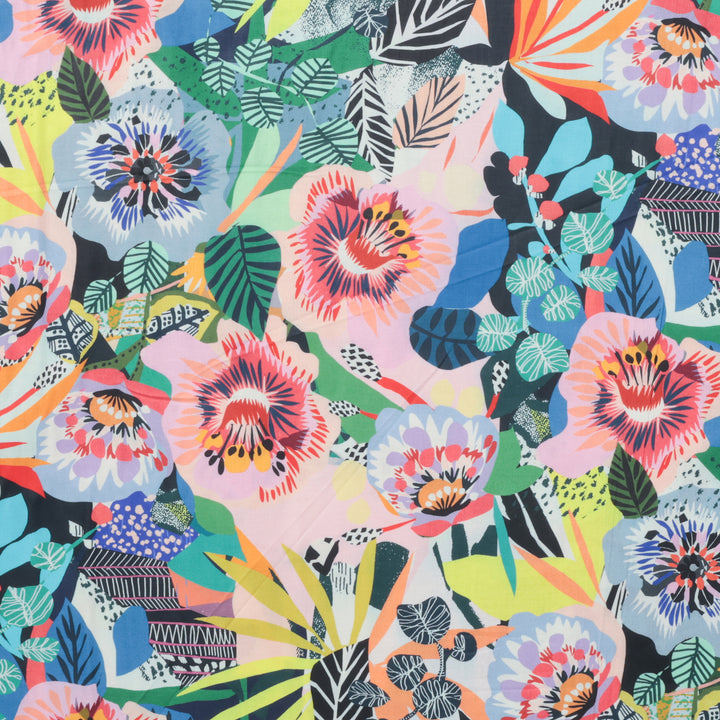 Kitty McCall - Cotton - Vibrant Botanica - Summer Garden - Multi