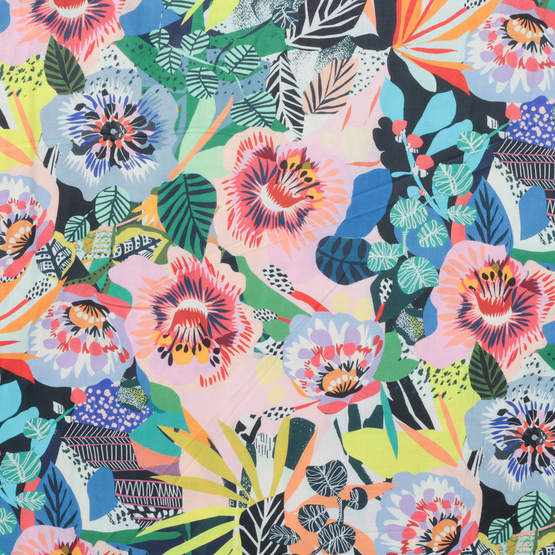 Kitty McCall - Cotton - Vibrant Botanica - Summer Garden - Multi