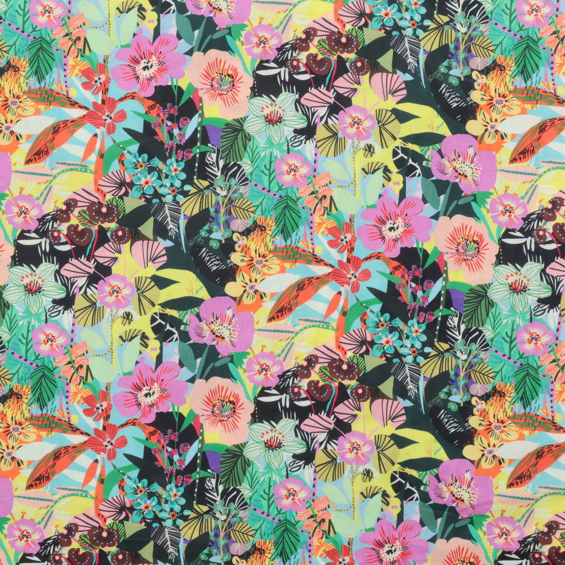 Kitty McCall - Cotton - Vibrant Botanica - Flower Garden - Jungle