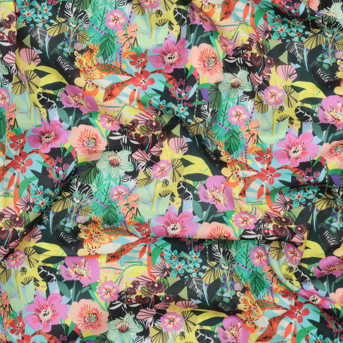 Kitty McCall - Cotton - Vibrant Botanica - Flower Garden - Jungle