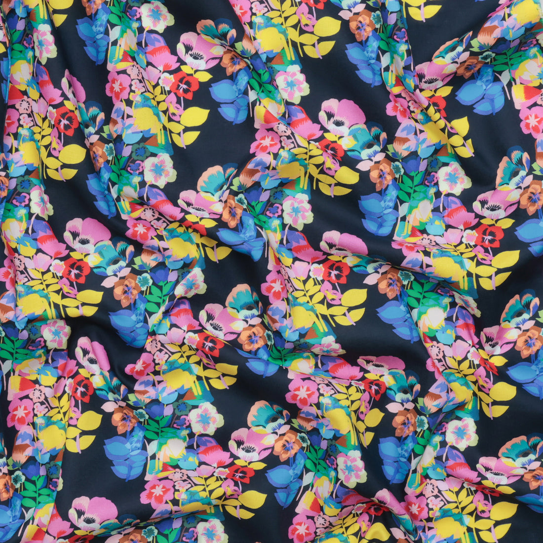 Kitty McCall - Cotton - Vibrant Botanica - Plumeria - Night