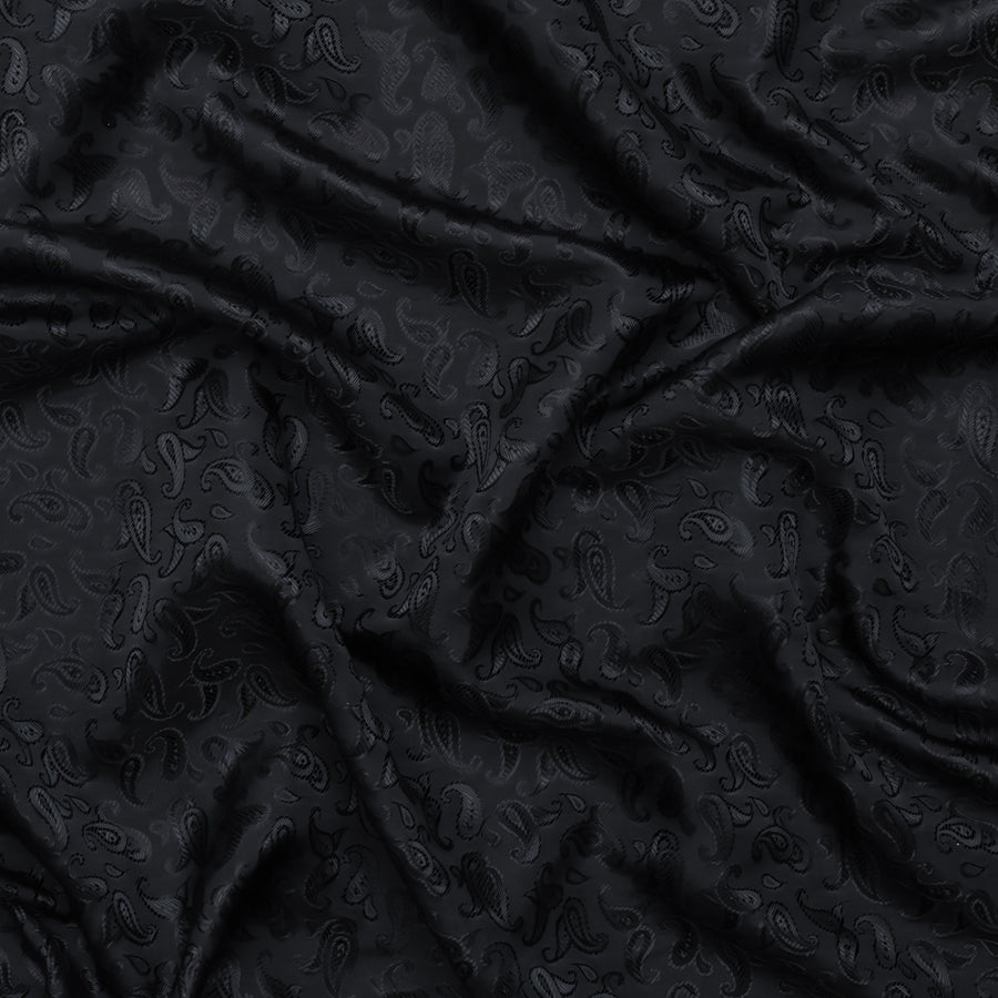 Poly Viscose - Lining - Bold Paisley - Black