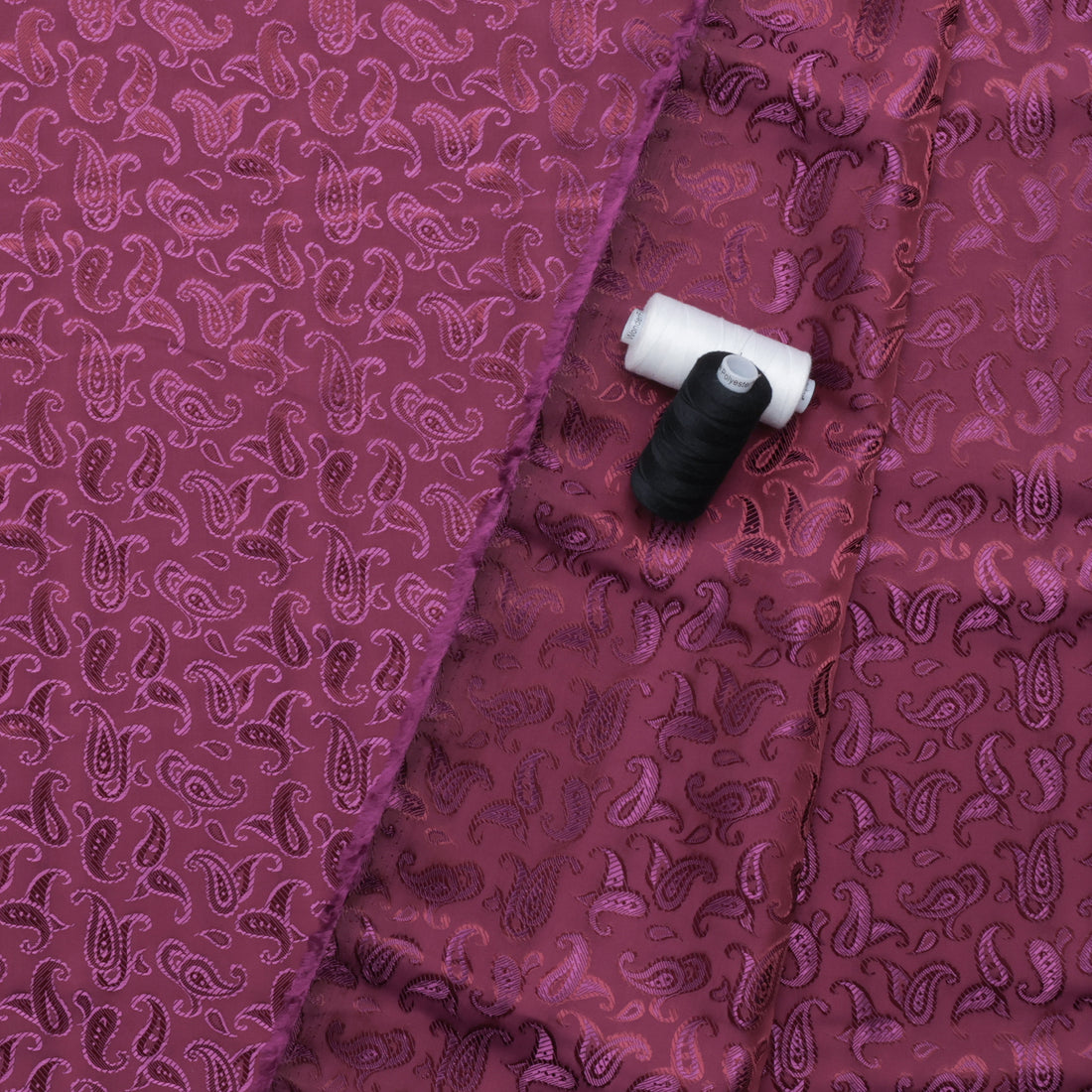 Poly Viscose - Lining - Bold Paisley - Maroon