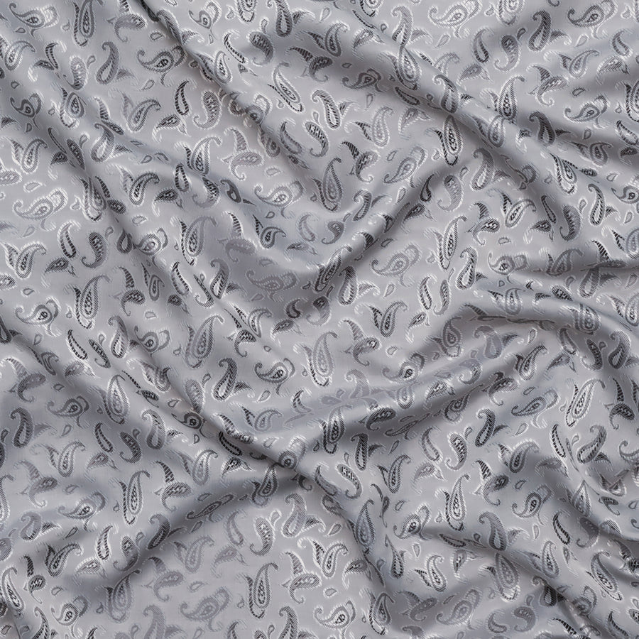 Poly Viscose - Lining - Bold Paisley - Silver
