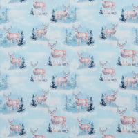 Camelot - Cotton - Winter Land - Winter Deer Scene - Light Blue