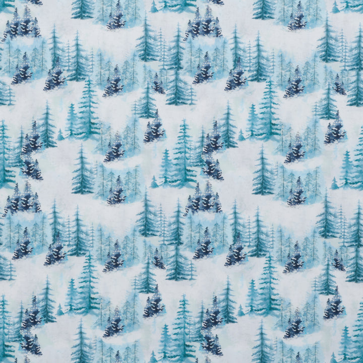 Camelot - Cotton - Winter Land - Winter Forest - Light Blue