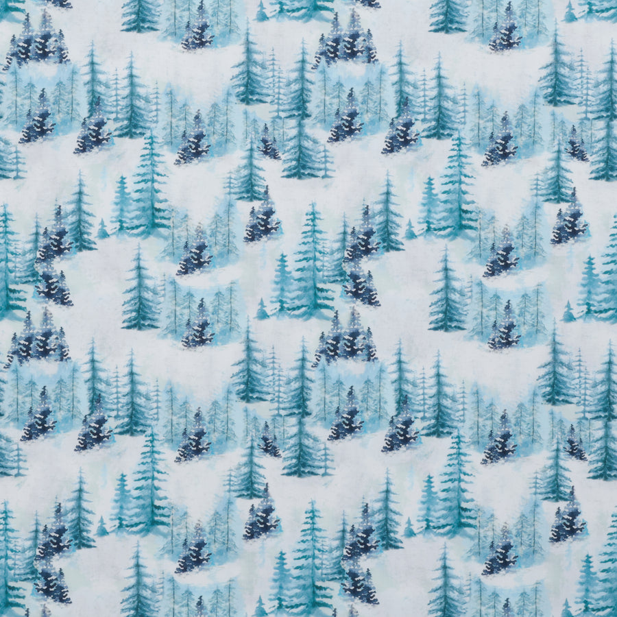 Camelot - Cotton - Winter Land - Winter Forest - Light Blue