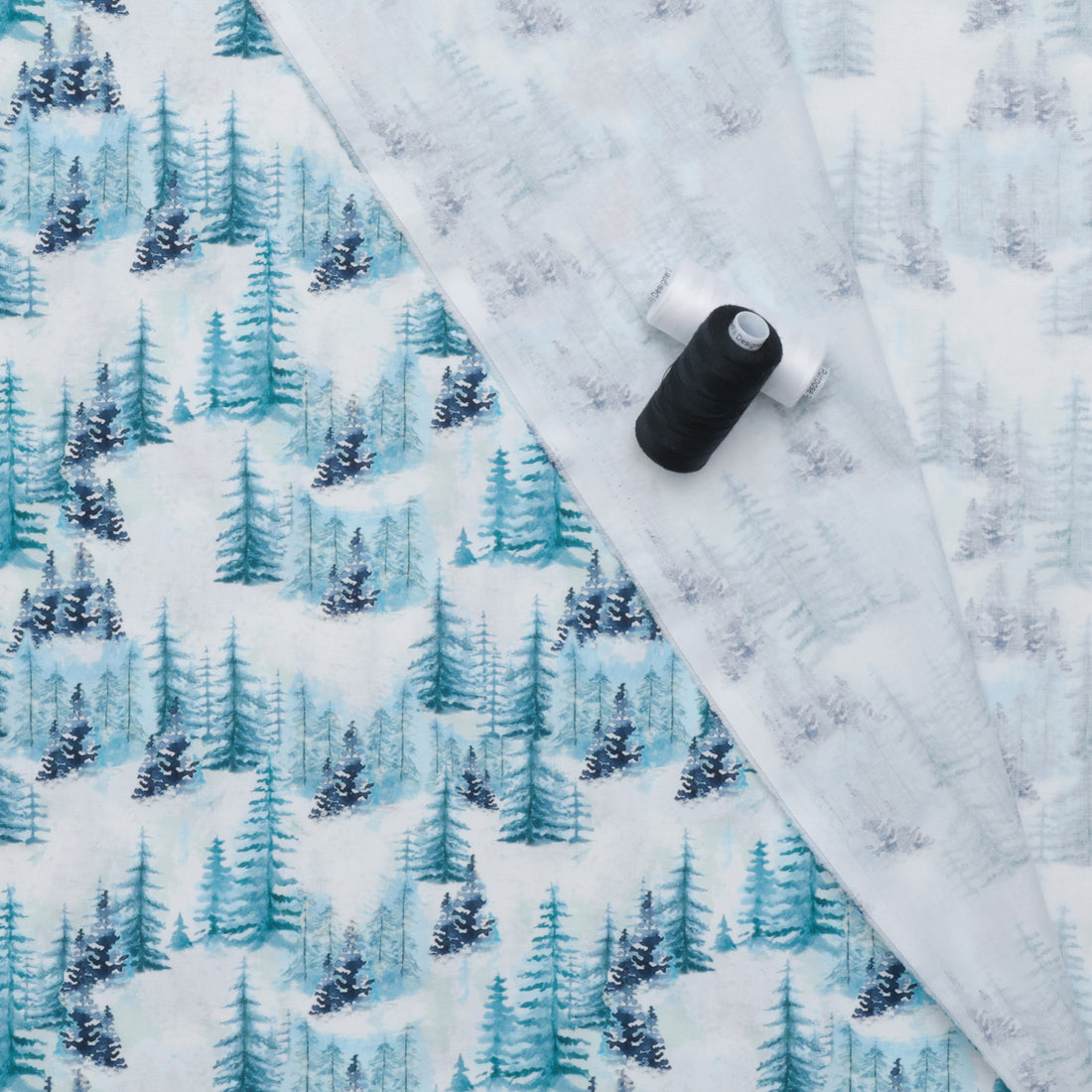 Camelot - Cotton - Winter Land - Winter Forest - Light Blue