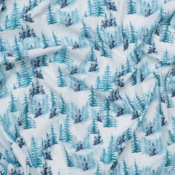 Camelot - Cotton - Winter Land - Winter Forest - Light Blue