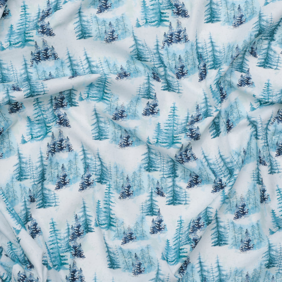 Camelot - Cotton - Winter Land - Winter Forest - Light Blue