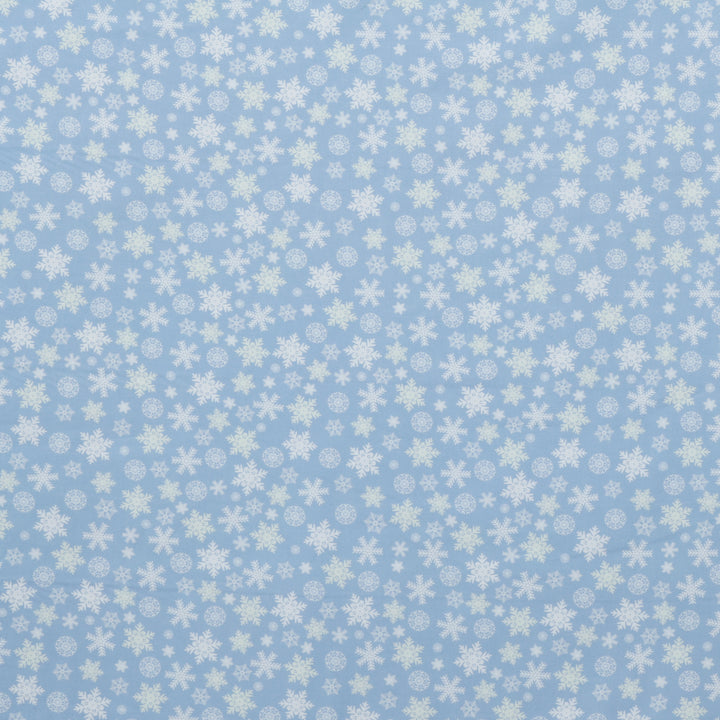 Camelot - Cotton - Winter Land - Scattered Snowflakes - Blue