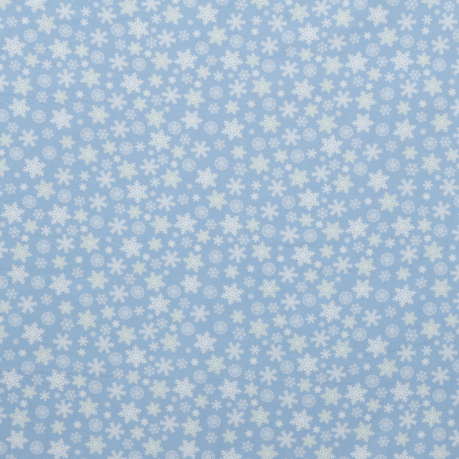 Camelot - Cotton - Winter Land - Scattered Snowflakes - Blue