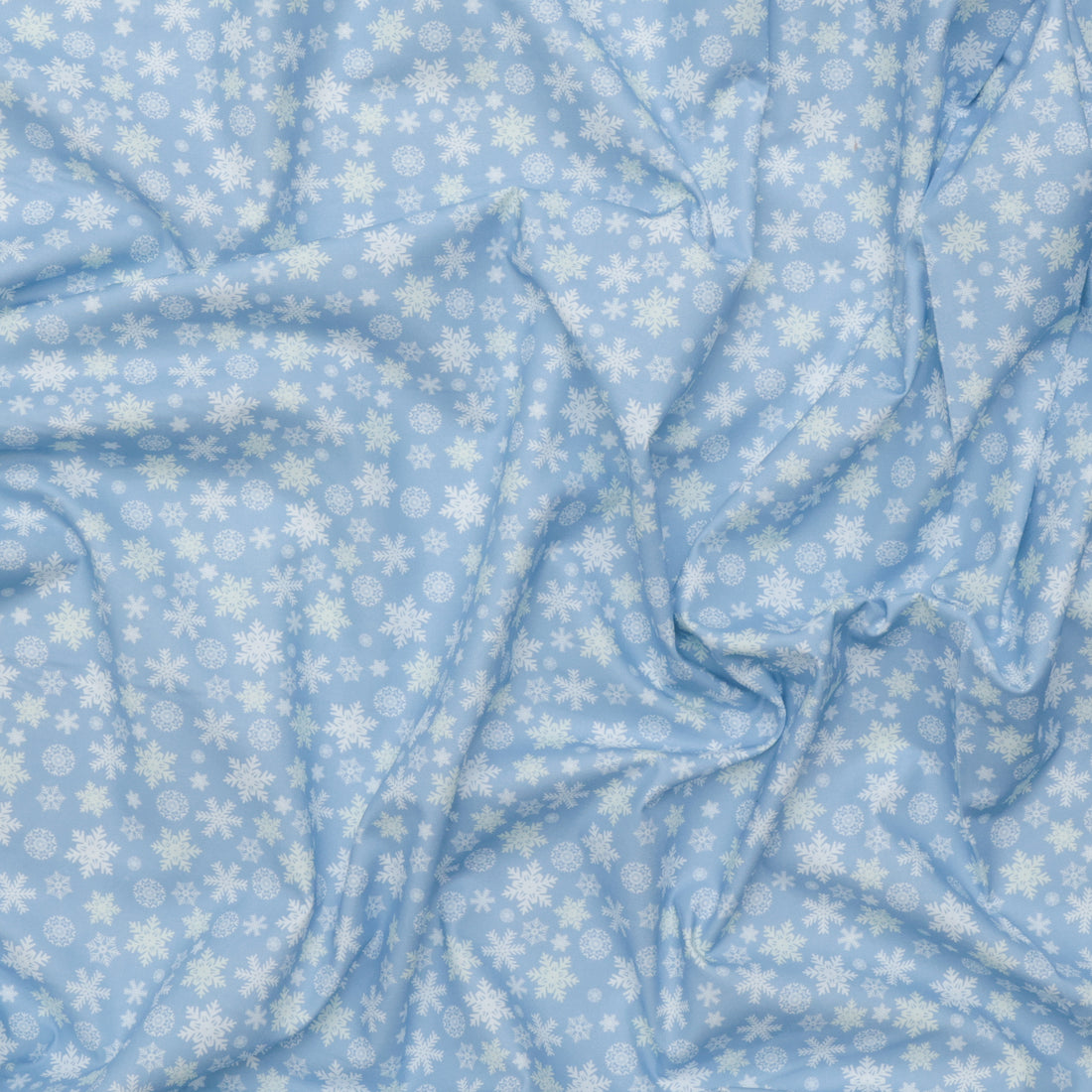 Camelot - Cotton - Winter Land - Scattered Snowflakes - Blue