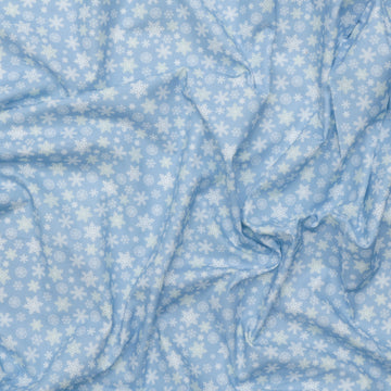 Camelot - Cotton - Winter Land - Scattered Snowflakes - Blue