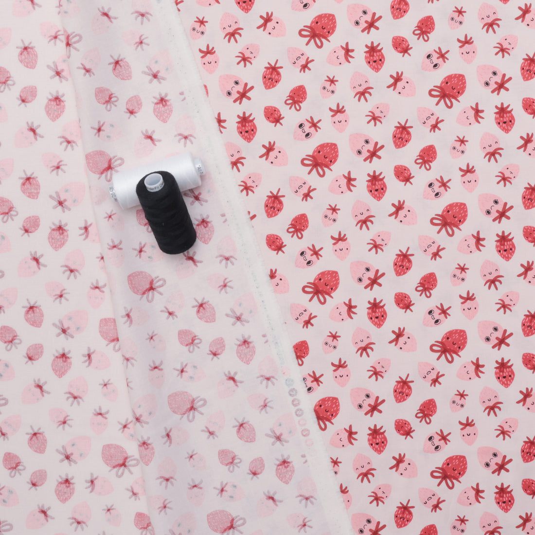 Moda - Cotton - Funny Valentine - Strawberries - Blush