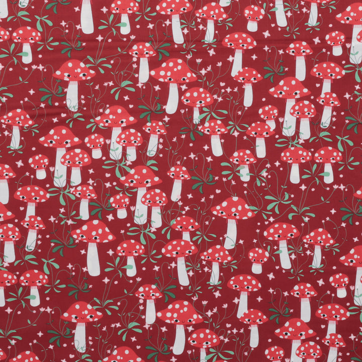Moda - Cotton - Funny Valentine - Mushrooms - Rose