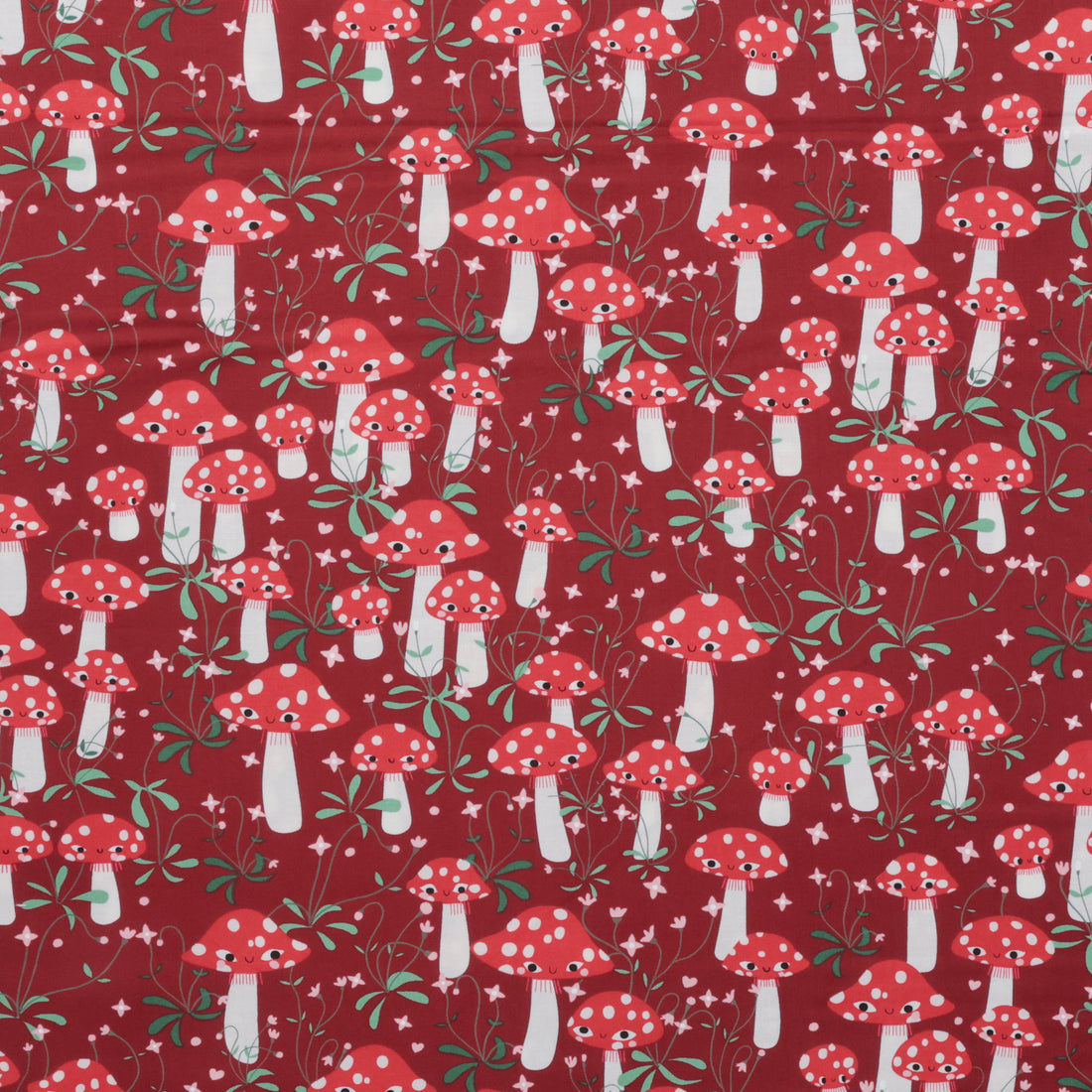 Moda - Cotton - Funny Valentine - Mushrooms - Rose