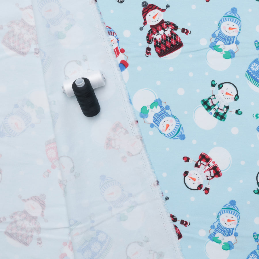 Kanvas Studio - Flannel - Winter Wonders - Happy Snowmen - Light Blue