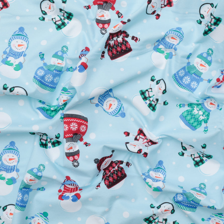 Kanvas Studio - Flannel - Winter Wonders - Happy Snowmen - Light Blue
