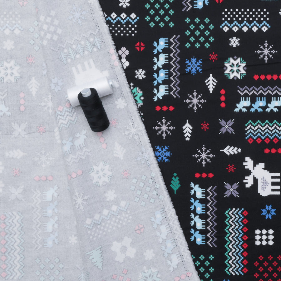 Kanvas Studio - Flannel - Winter Wonders - Happy Snowmen - Black