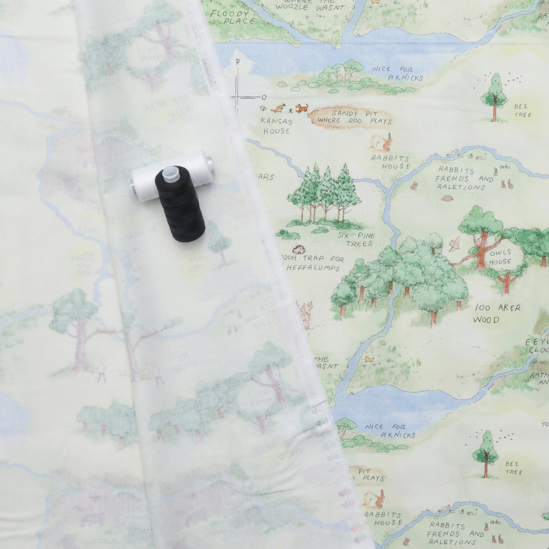 Studio E - Cotton - Classic Winnie - Map - Lt Green