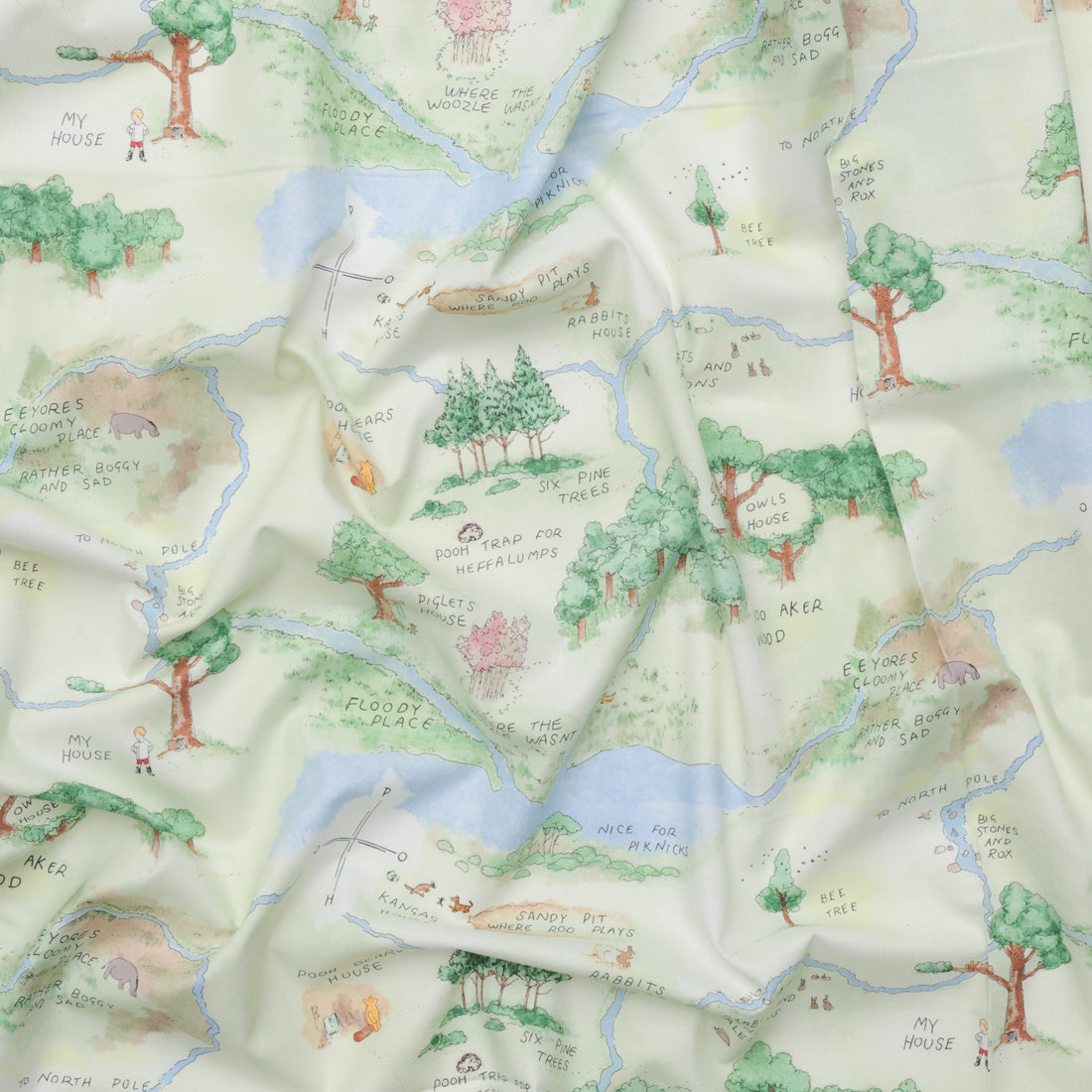 Studio E - Cotton - Classic Winnie - Map - Lt Green
