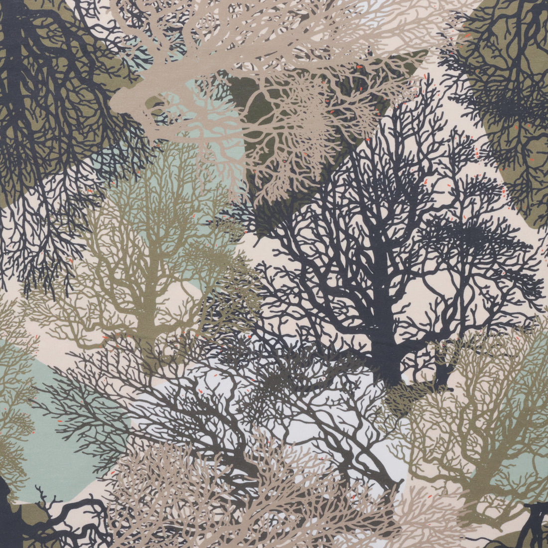 Stof - Cotton - Avalana - Jersey - Taupe Trees