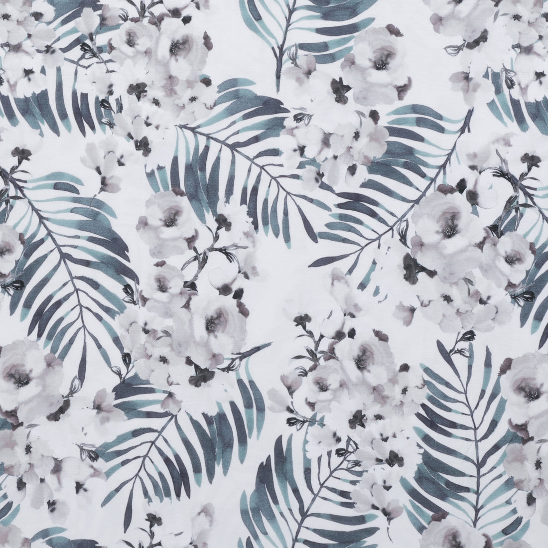 Stof - Viscose - Avalana - Jersey - Flowers - White