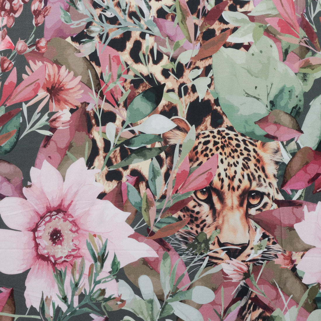 Stof - Viscose - Avalana - Jersey - Floral - Pink Green