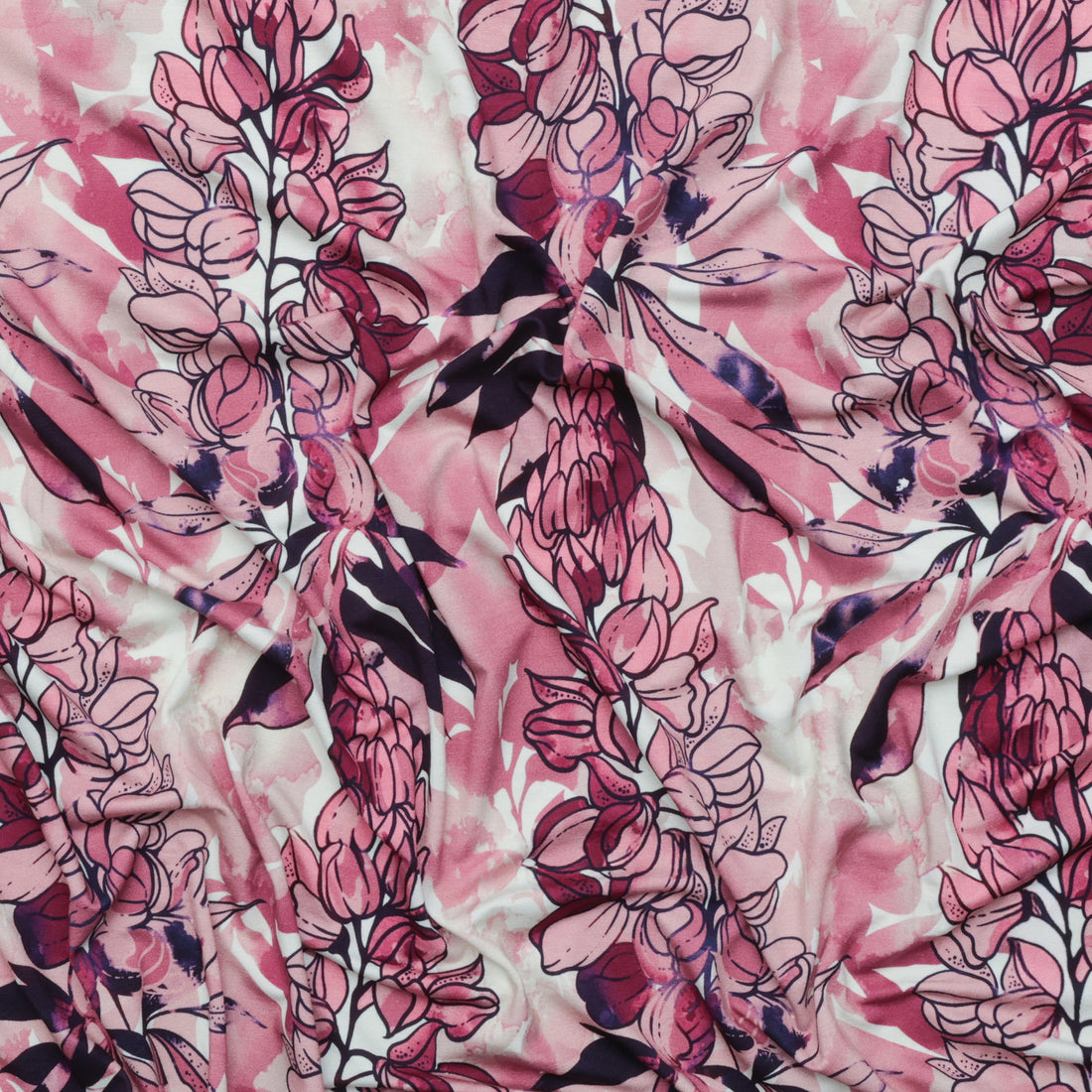 Stof - Viscose - Avalana - Jersey - Floral - Wine Rose