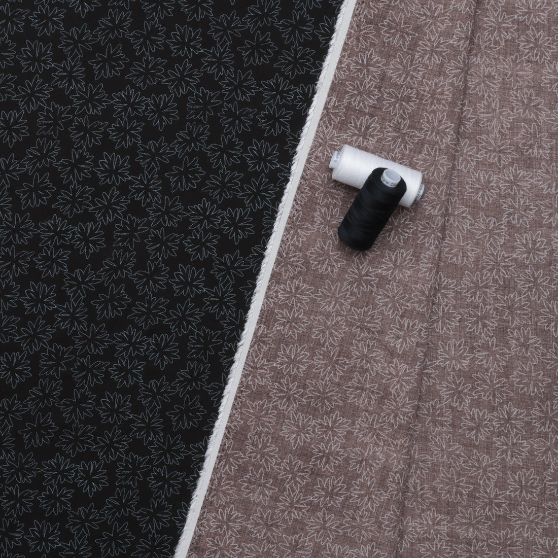 Figo - Rayon - Tender  - Floral Outline - Smoke