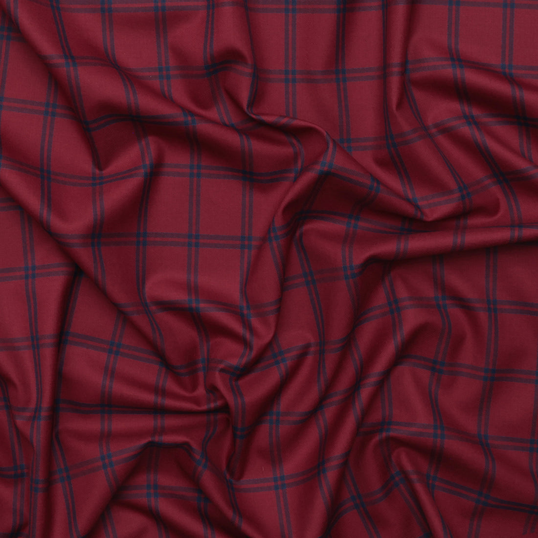 Wool - Suiting - Plaid - Crimson Navy