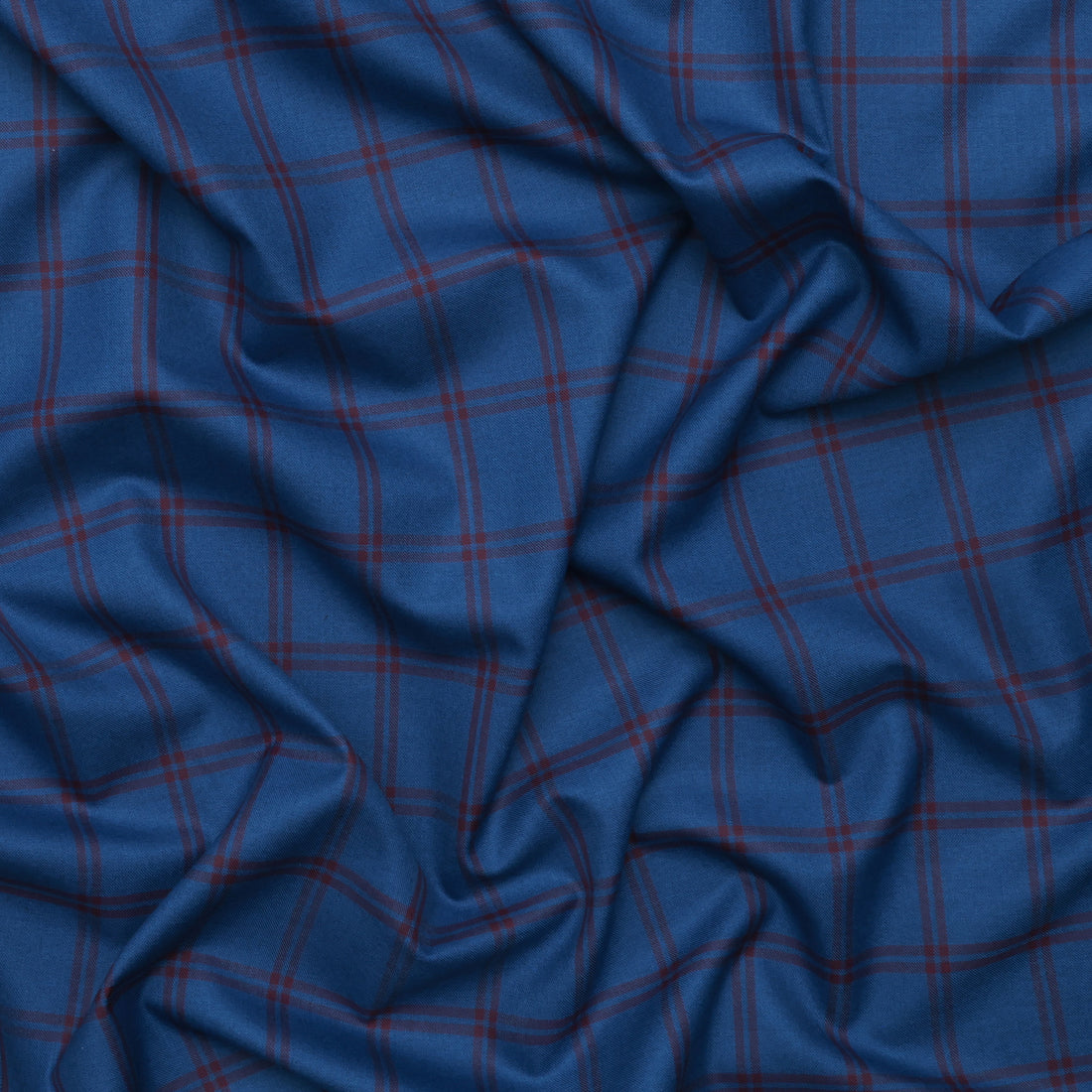 Wool - Suiting - Plaid - Indigo Maroon