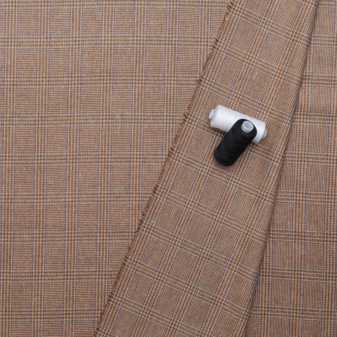 Wool Silk - Suiting - Plaid - Clay Brown