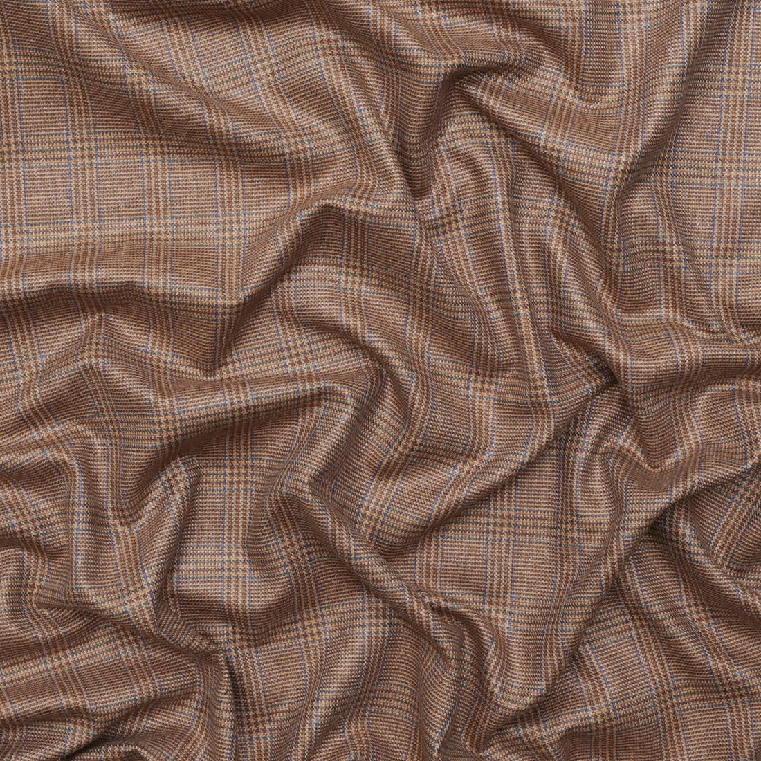 Wool Silk - Suiting - Plaid - Clay Brown
