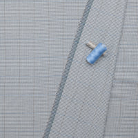Wool Silk - Suiting - Houndstooth - Cream Blue