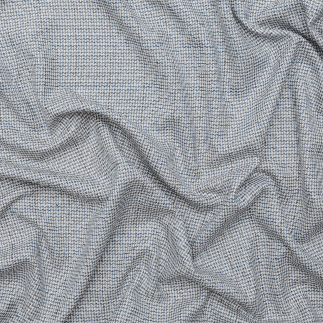 Wool Silk - Suiting - Houndstooth - Cream Blue