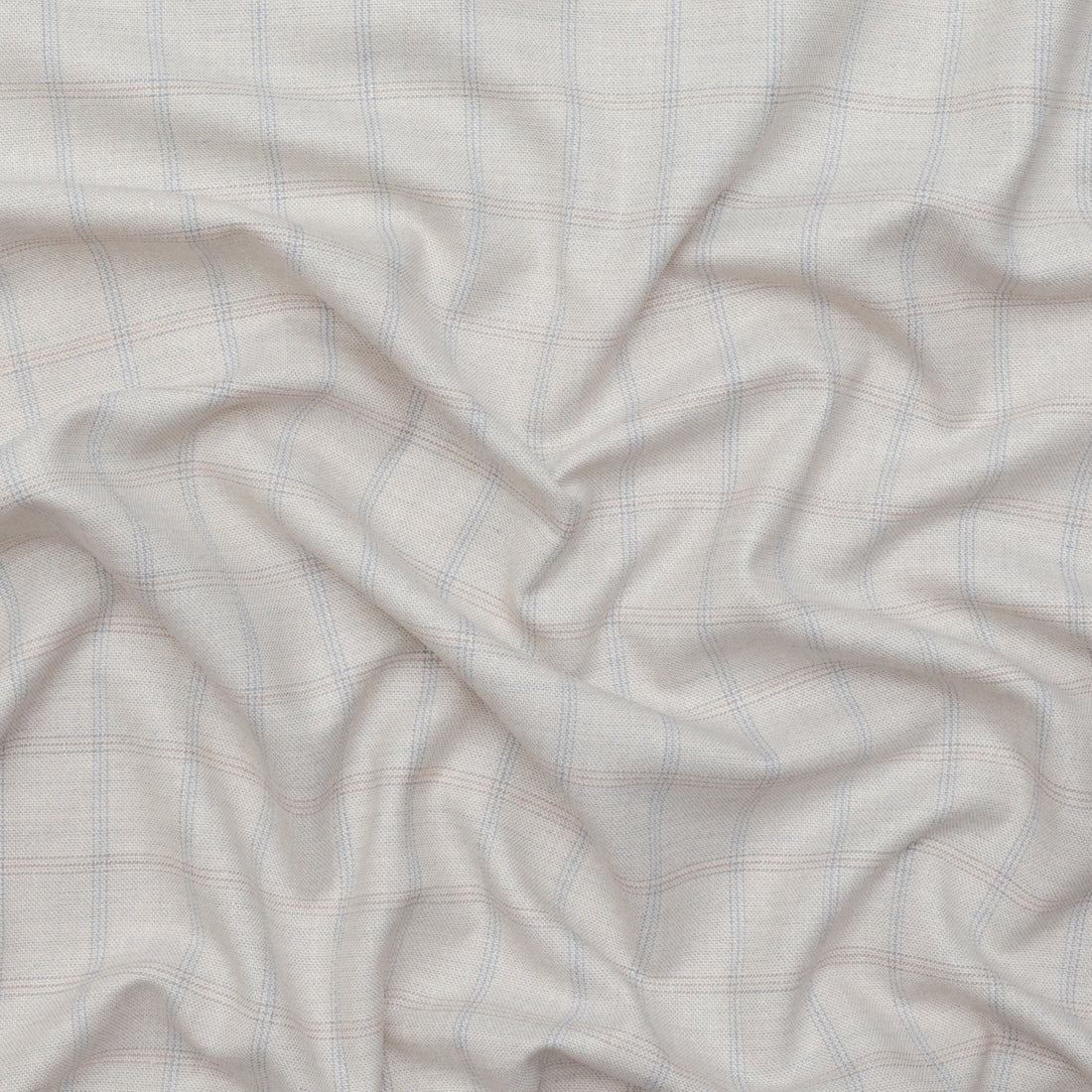 Wool Silk - Suiting - Plaid - Stone Pale Sky