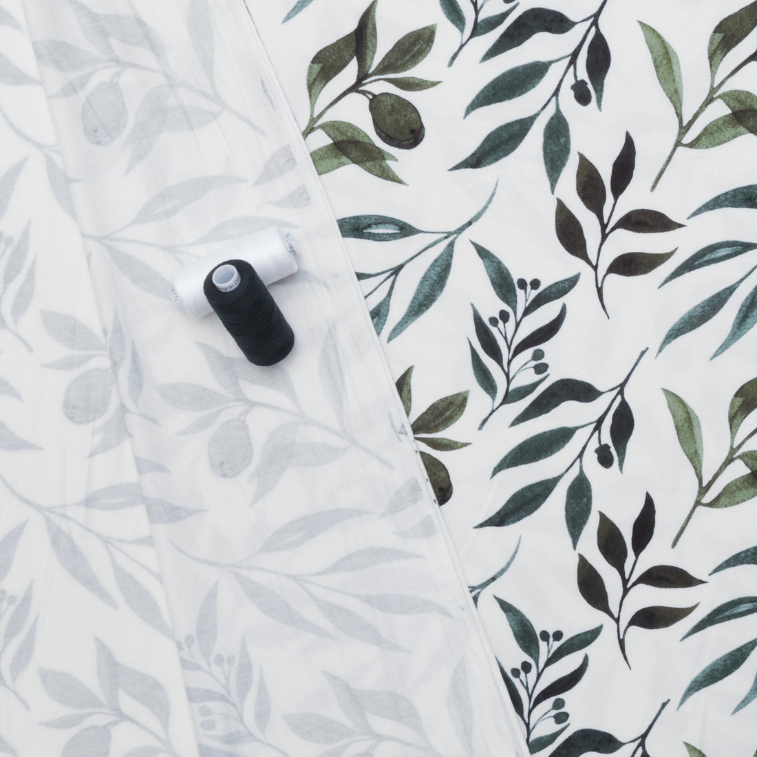 Rayon - Jersey - Olive Leaves - Ivory Green
