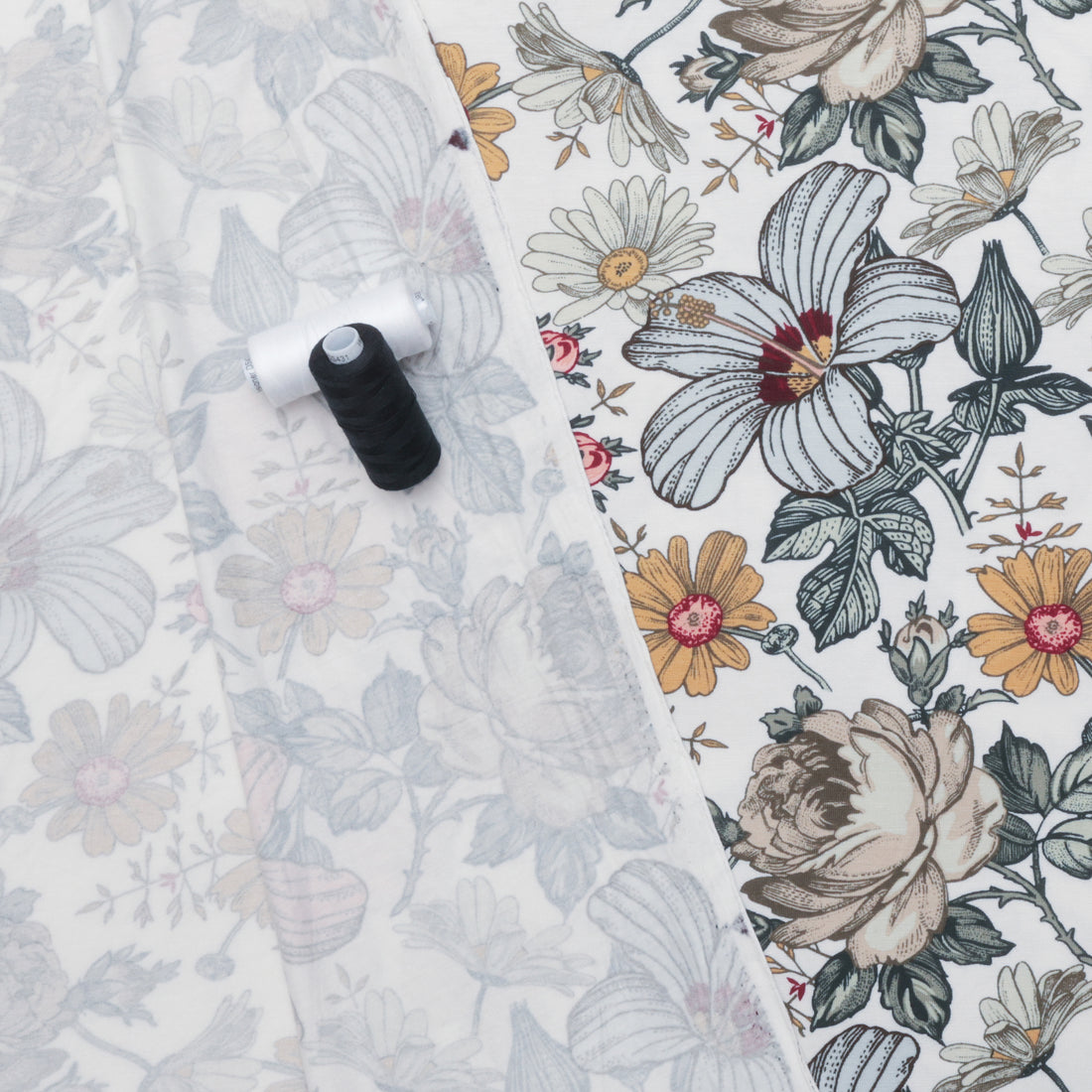 Rayon - Jersey - Floral - Off White Multi