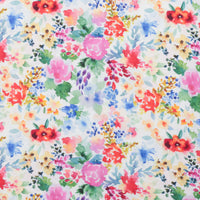 Linen Slub - Digital Print - White Pink Blue